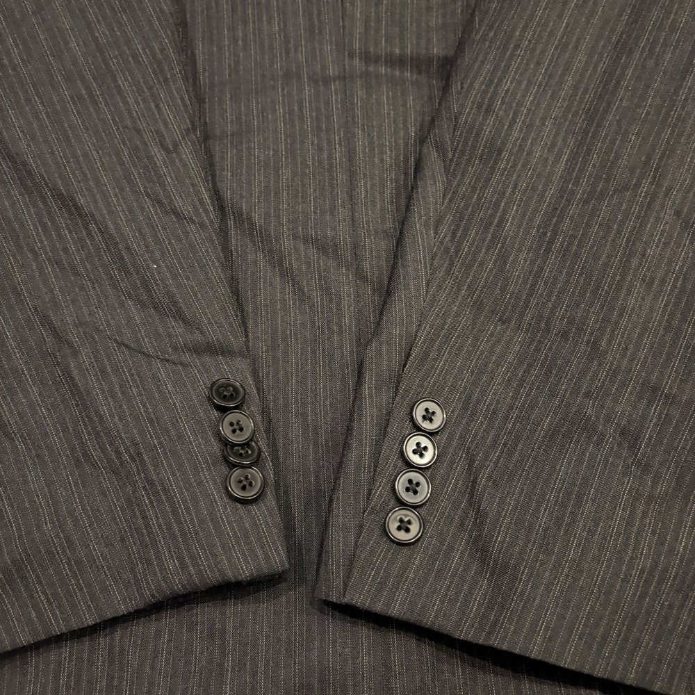 Joseph Abboud 2 Piece Suit Mens 48XL 42X32 Black 3 Button Wool Pinstripe 2 Pc - Picture 8 of 16